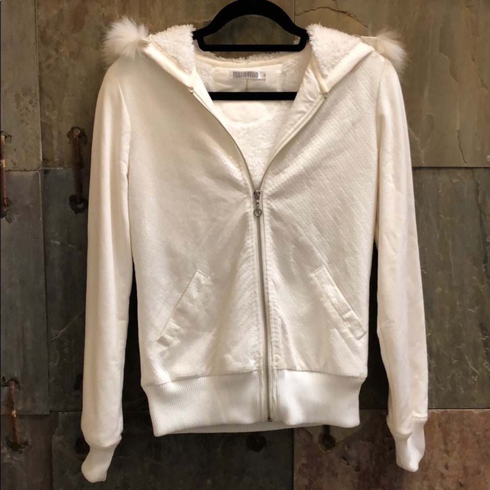 Monoreno cream zip up with sequins